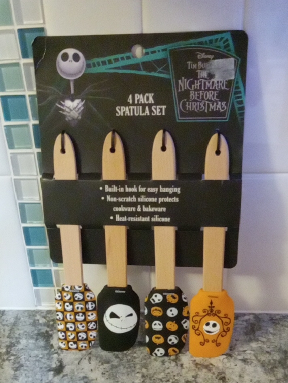 Disney Jack Skellington Halloween Silicone Spatula Set - Black & Orange New
